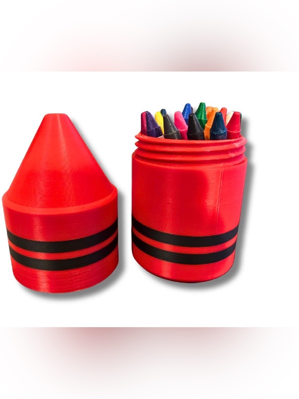 Kids Crayon-Shaped Storage Box with Assorted Crayons - Red